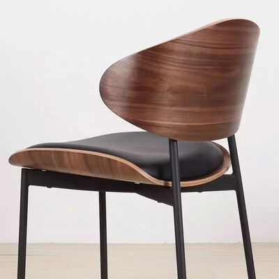 European Style Hotel Cafe Dining Chairs Leather Metal Legs Accent Chair