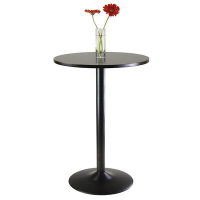 Counter Metal Bar Height Table Outdoor Black Round  23.7"X39"