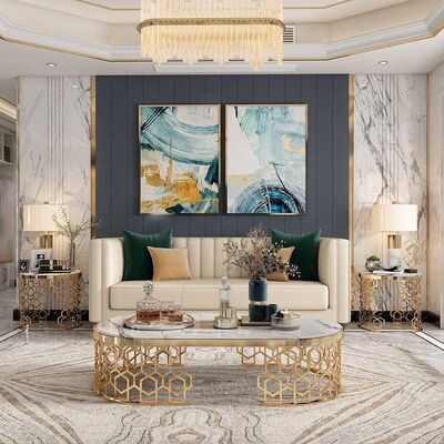 80x45cm Family Room Entertainment Luxury Center Tables Marble Stainless Steel Frame