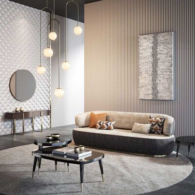 Beige Sectional Couch Living Room Leather 3 Seater Sofa With Chaise Hotel