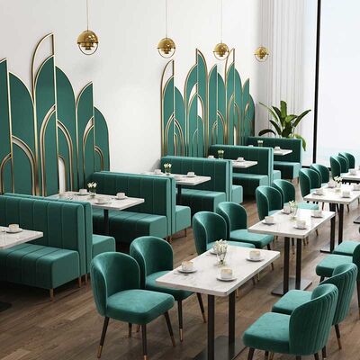 Green Velvet Restaurant Dining Table And Chairs Attractive Booth Cafe Tables