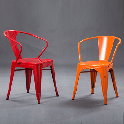 Cold Rolled Steel Metal Dining Chair Stackable Breathable Powder Coating
