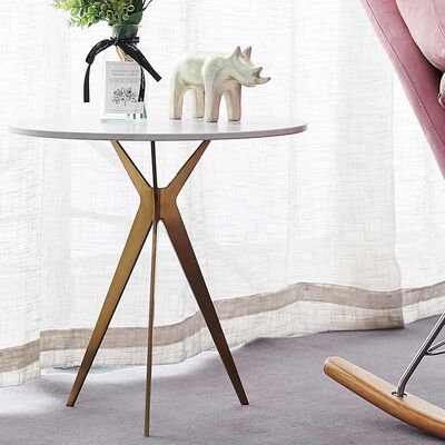 Round Shape Marble Top Side Table Metal Frame For Hotel Living Room