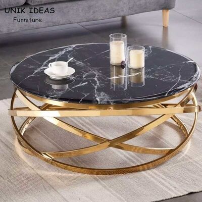 Buen precio Top inoxidable del mármol del marco de acero de la mesa de centro de lujo elegante del estilo para la sala de estar en línea