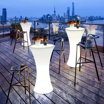 Buen precio Party Plastic Led Glowing bar Table and Chair Furniture Waterproof Wedding Cocktail Table en línea