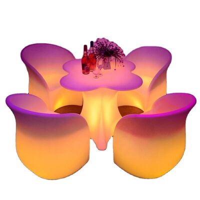 Buen precio Modern KTV Cheap Price Outdoor Coffee Shop Remote Control LED PE Table and Sofa Set for Cocktail bar en línea