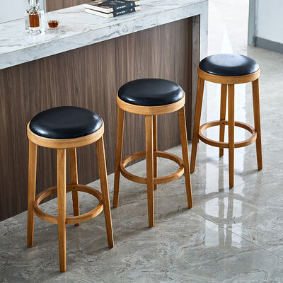 Buen precio Cheap Factory Price Leather Upholstery Wooden Bar Counter Stools en línea
