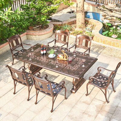 Buen precio Outdoor Cast Aluminum Table and Chair Furniture Courtyard Balcony Garden Sets Customized en línea