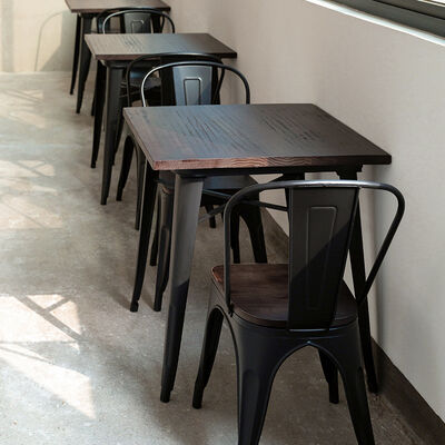 Buen precio Muebles de restaurantes Comida rápida Café Loft Mesa de comedor de hierro de madera para restaurantes Conjuntos de muebles en línea