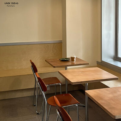 Buen precio Tienda de té de leche Mesa y sillas de madera Salón de estar Mesa y sillas de metal Restaurante Muebles Muebles de madera en línea