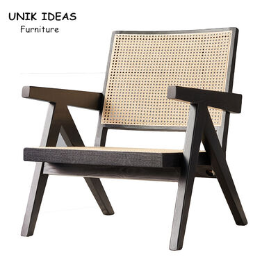 Buen precio Nordic Modern Indoor Hotel Living Room Chair Wood Rattan With Armrest Leisure Sofa Lounge Chair en línea
