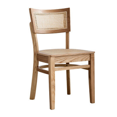 Buen precio Silla rústica de caña de mano de madera sólida silla de ratan para comedor y restaurante en línea
