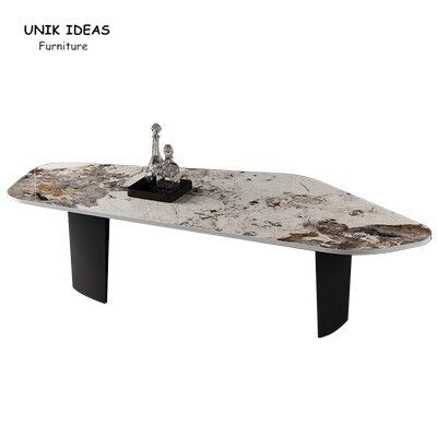 Buen precio La mesa de centro de mármol blanca negra del top de la piedra fija L140xW60xH38cm de acero inoxidable en línea