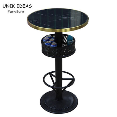 Buen precio La alta tabla superior de 2 bistros negros de la persona fija la madera contraria del metal al aire libre alta en línea