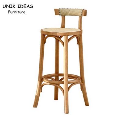 Buen precio Ayuda de la parte posterior de Ash Wood Stool Rattan With de los taburetes de bar del café del roble de la cocina en línea