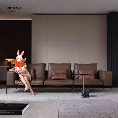 Buen precio Sofá de cuero en forma de L Loveseats de Brown de 3 pedazos acogedor para el pequeño apartamento en línea