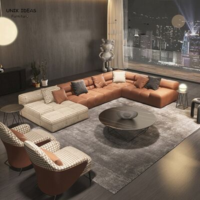 Buen precio Sofá seccional Sofa Low Back Living Loveseats grande del terciopelo negro de Brown azul en línea