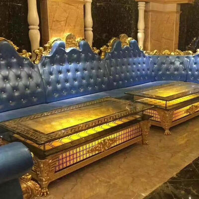 Buen precio Sofá largo de la cabina del club del marco de FRP del disco de cuero de Sofa Lounge Bar Classic Corner en línea