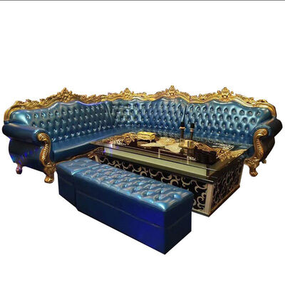 Buen precio Material azul modificado para requisitos particulares de Sofa Set Metal Velvet Sponge de la barra de la pintura en línea