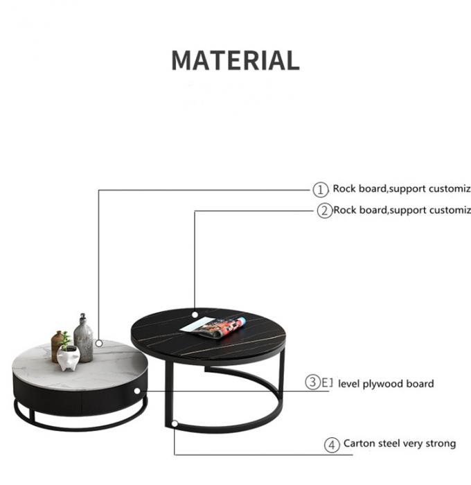 mesa de centro superior de mármol de cristal negra del centro del té del más nuevo estilo simple moderno 2020